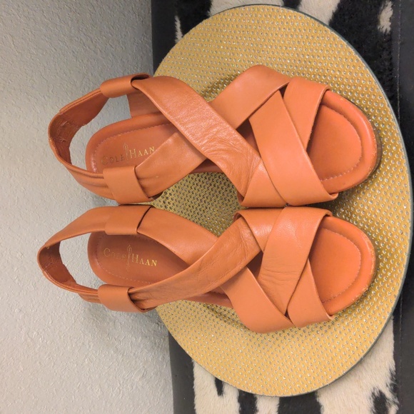COLE HAAN Designer Terracotta Orange BUTTERY SOFT Leather Strappy Sandals 9.5B - Picture 2 of 9